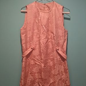 Powder Pink Jacquard Brocade Pencil Dress With Faux Belt